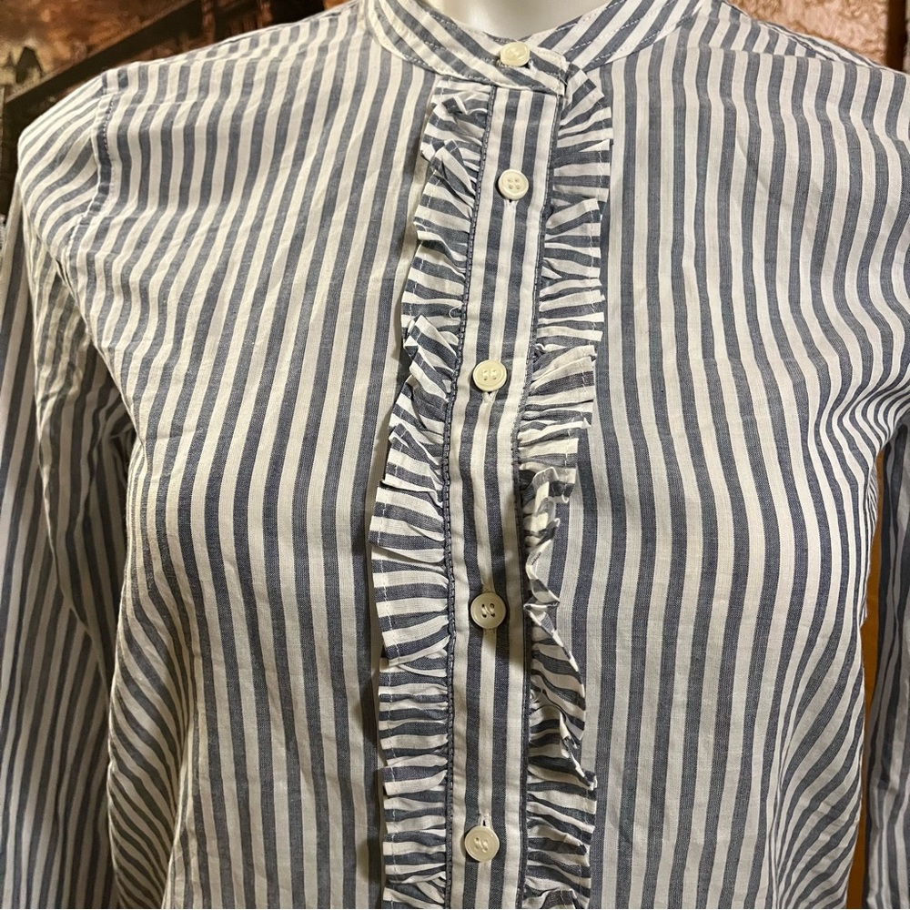 J.Crew Factory Ruffle Front Striped Popover Shirt - Picture 5 of 11